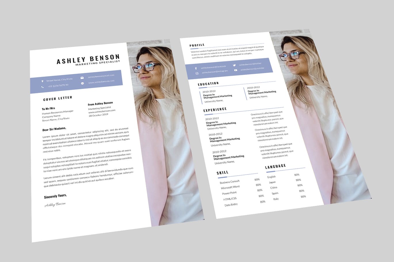 Ashley Marketing Resume Designer