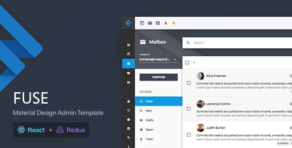 Fuse React v3.0.1 - admin panel template in the style of Material Design