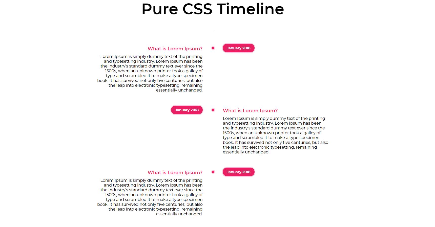 Pure Html and CSS vertical Timeline Design - How To Create a Timeline - Tutorial - YouTube