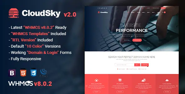 CloudSky - Multipurpose Domain, Hosting and WHMCS Template