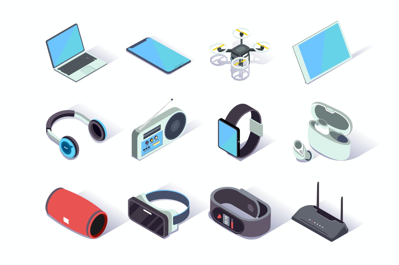 Devices and Gadgets Isometric Icons Set