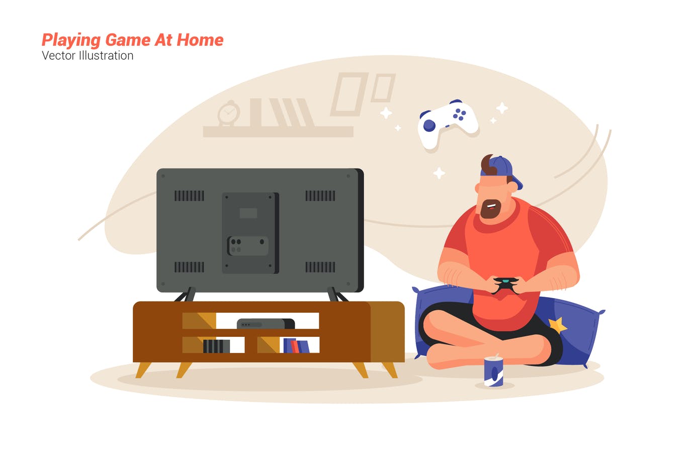 Game At Home - Vector Illustration