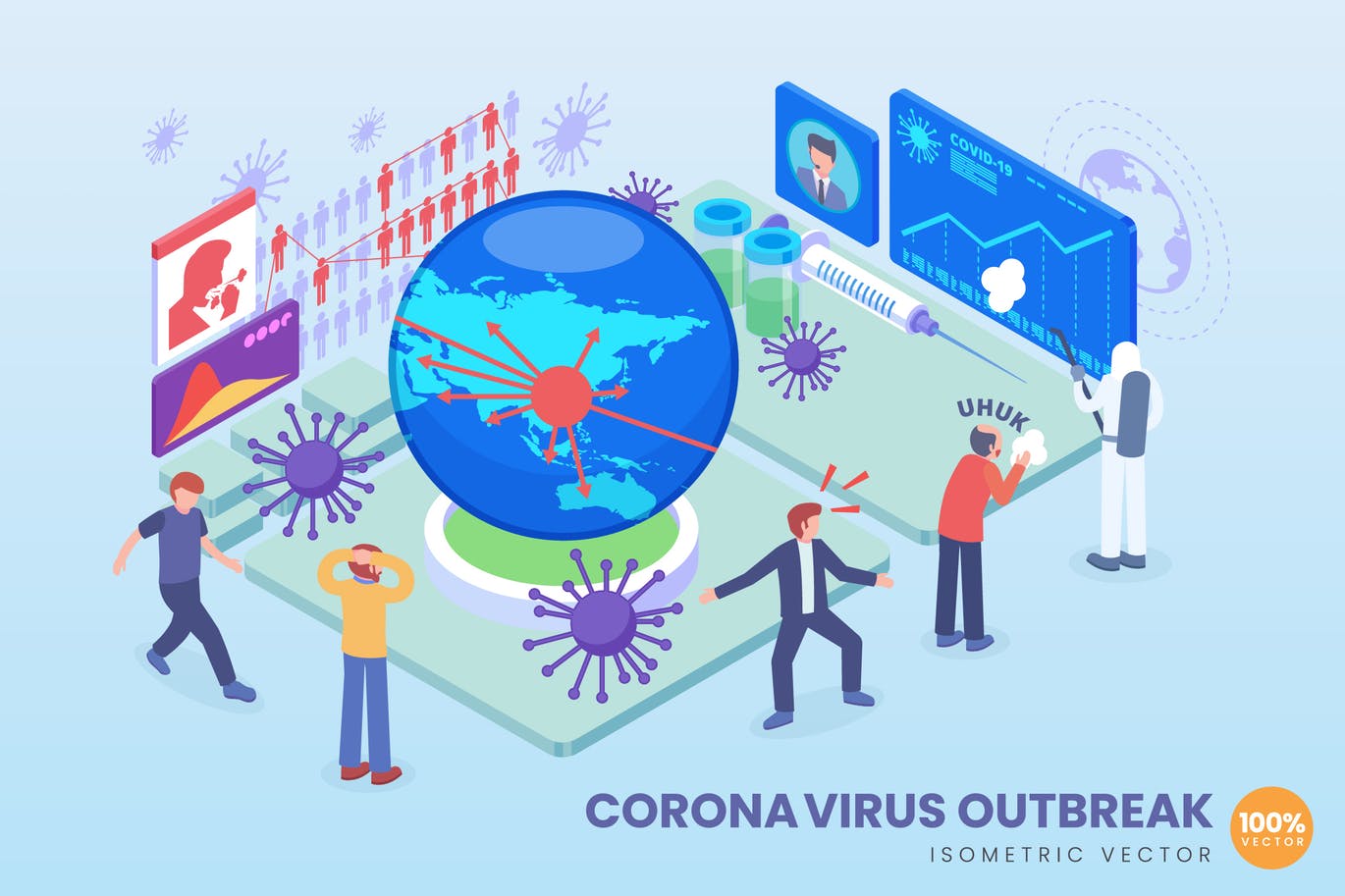 Isometric Coronavirus Outbreak Vector Concept