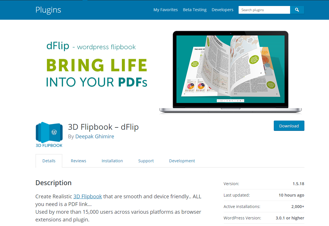 Plugin dFlip PDF FlipBook WordPress Plugin
