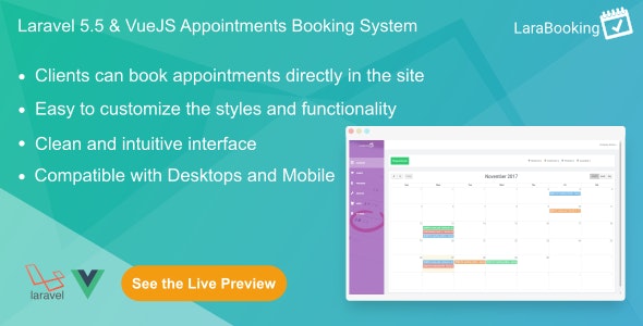 LaraBooking - Laravel Appointments Booking System