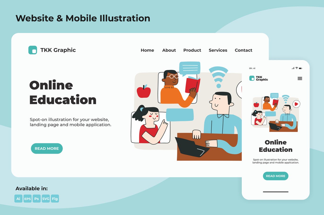 Online Education landing page and mobile designs 1
