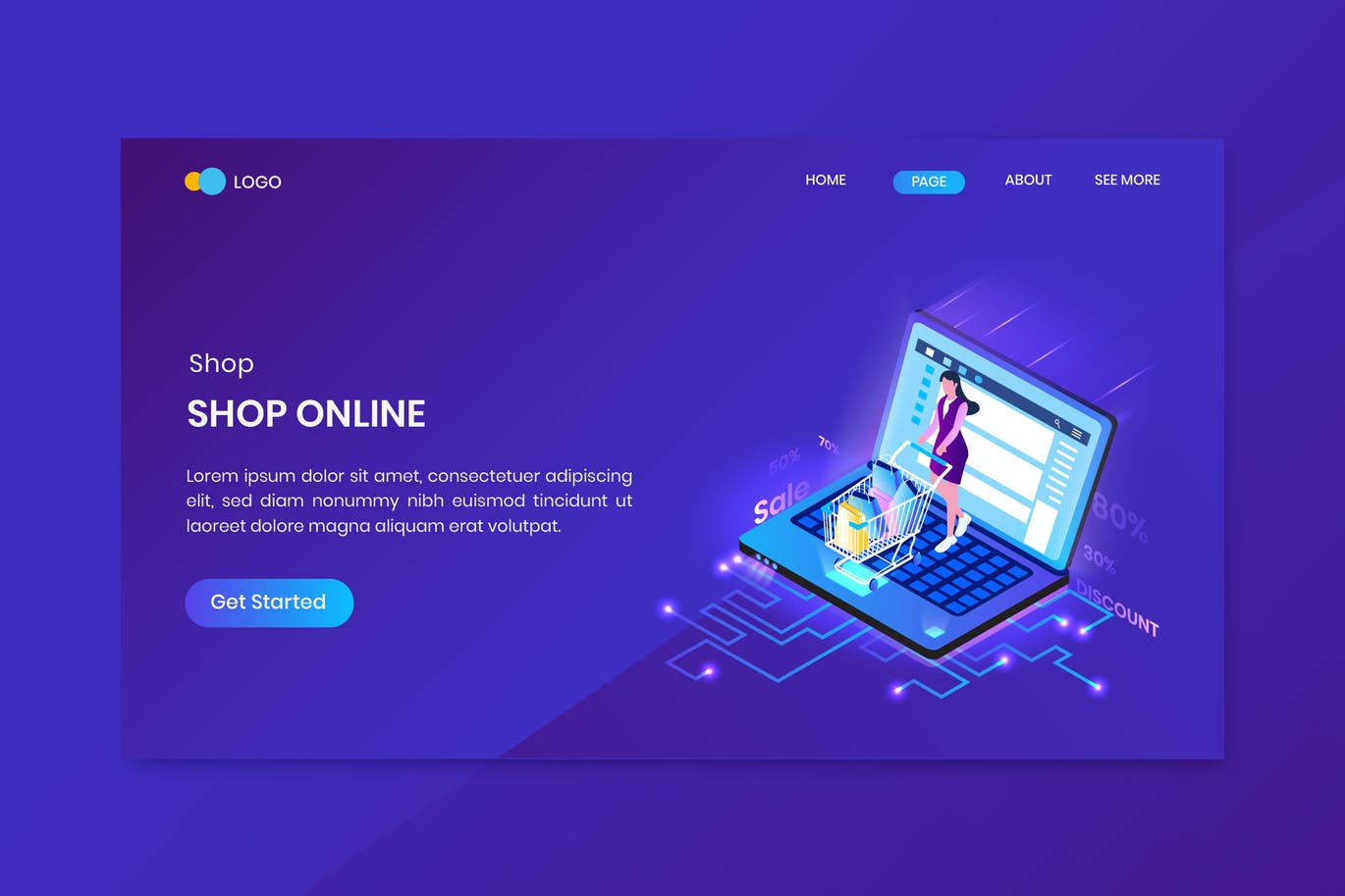 Shopping Isometric Concept Landing Page