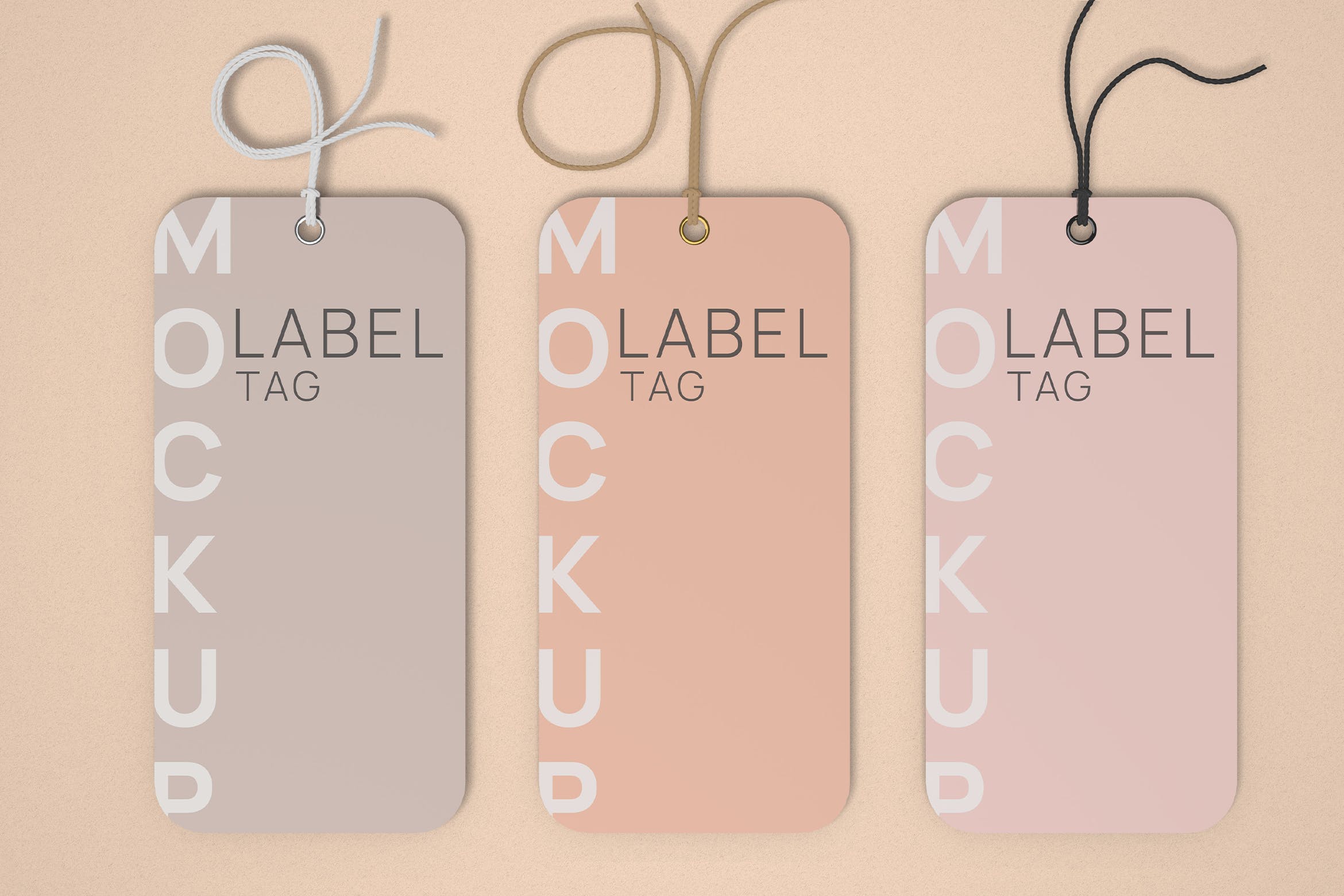Three Rounded Clothes Label Tag Mockup Top Angle V