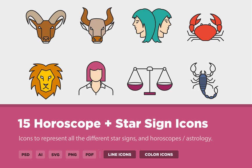 15 Horoscope - Star Sign + Astrology Icons