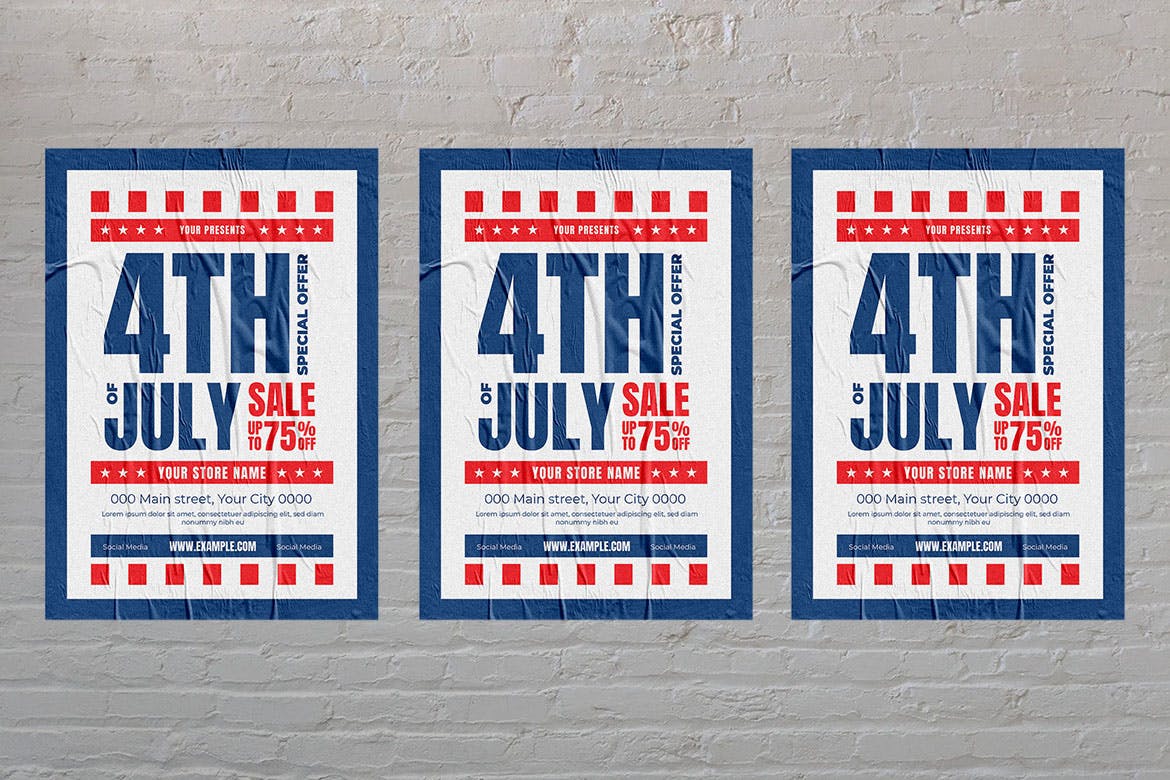 4th Of July Sale Flyer Set