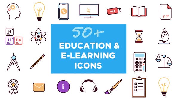 50+ Animated Icons for Education and E-learning
