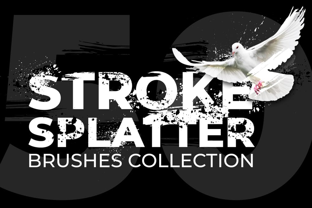 50 Stroke Splatter Photoshop Brushes Collection