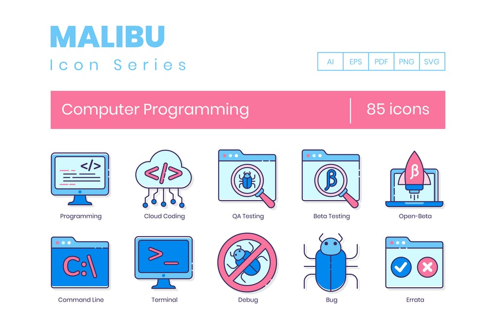 85 Computer Programming Icons | Malibu Series