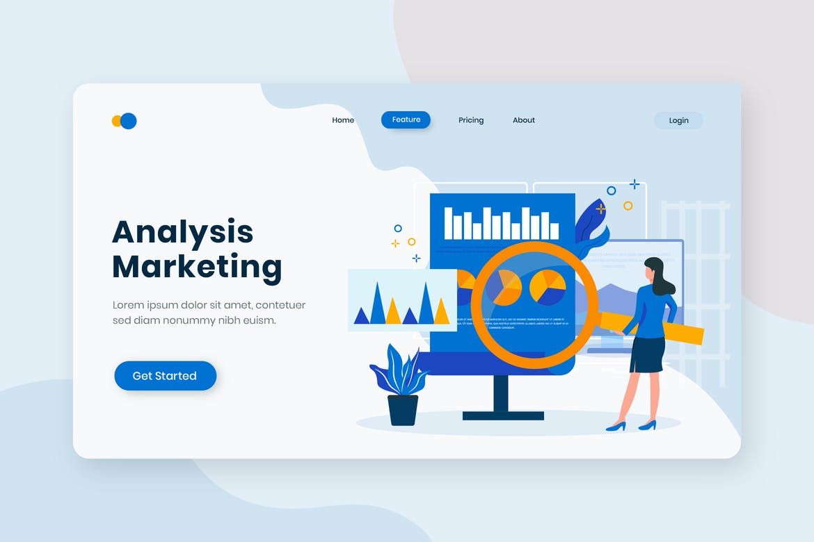 Analytics Marketing Flat Concept Landing Page