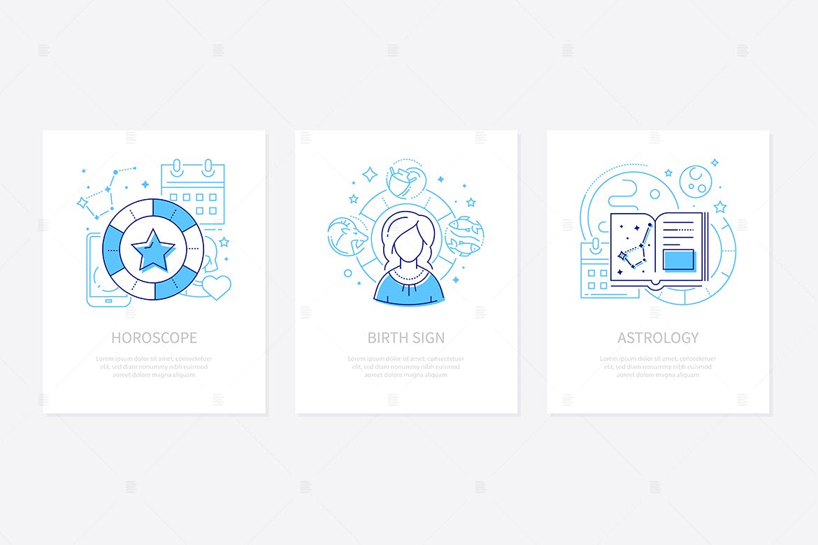 Astrology concept - line design style banners set