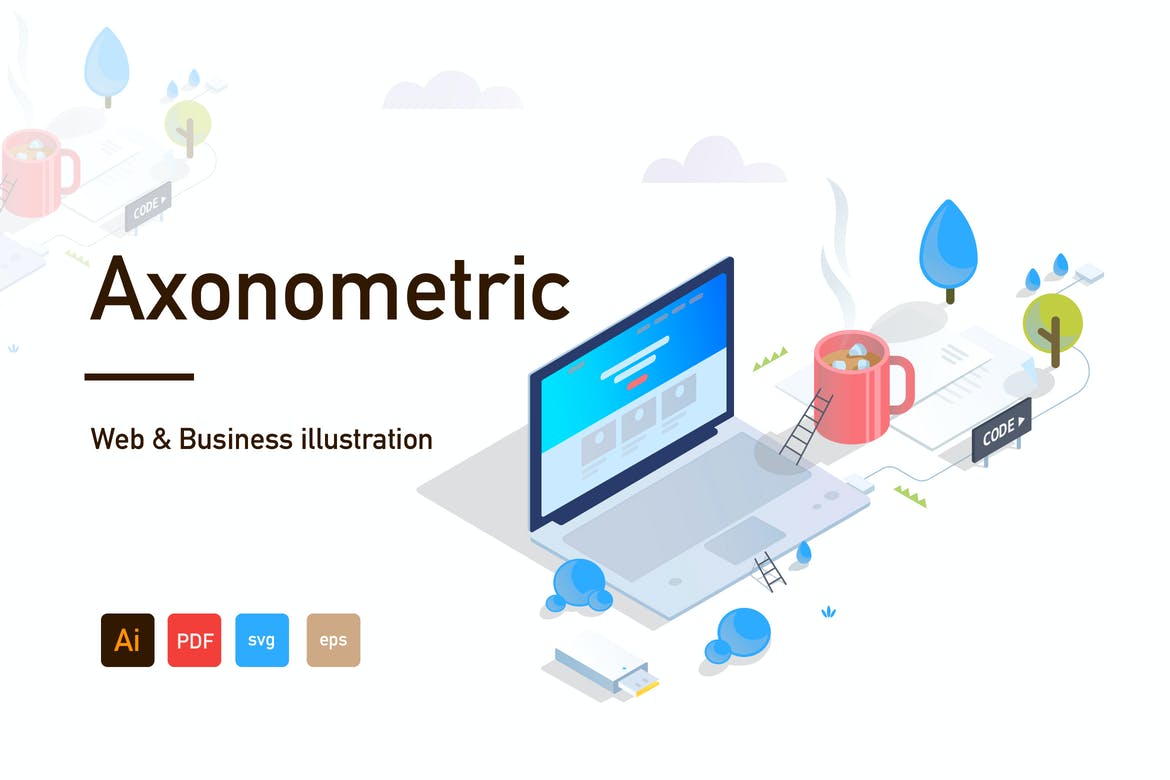 Axonometric Web and Business illustration-02