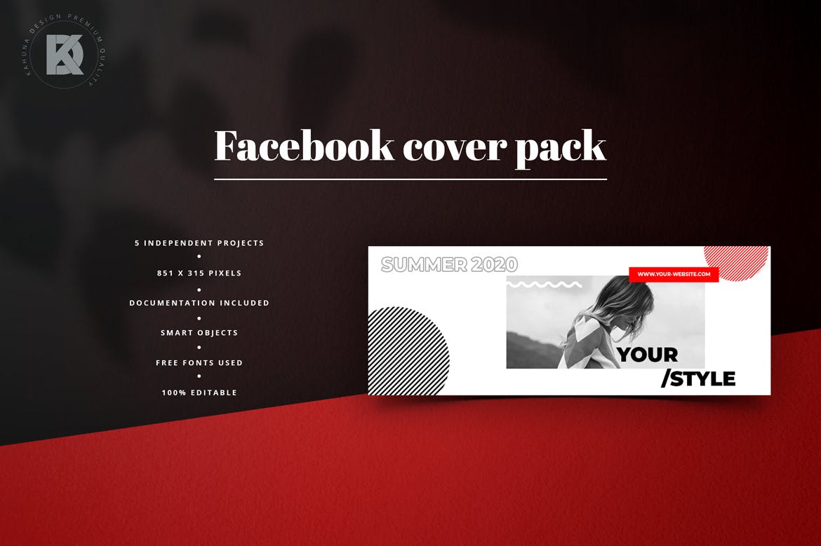 Black & Red Facebook Cover Pack