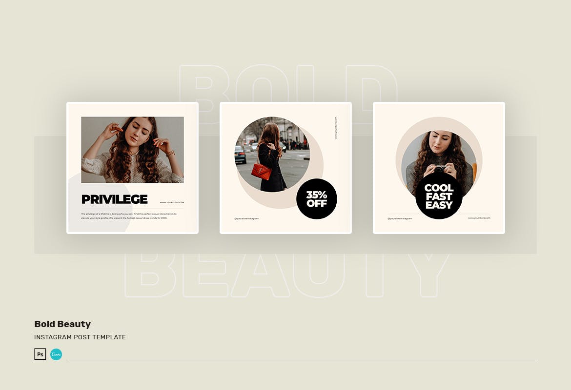 Bold Beauty Instagram Post Canva and PSD Template