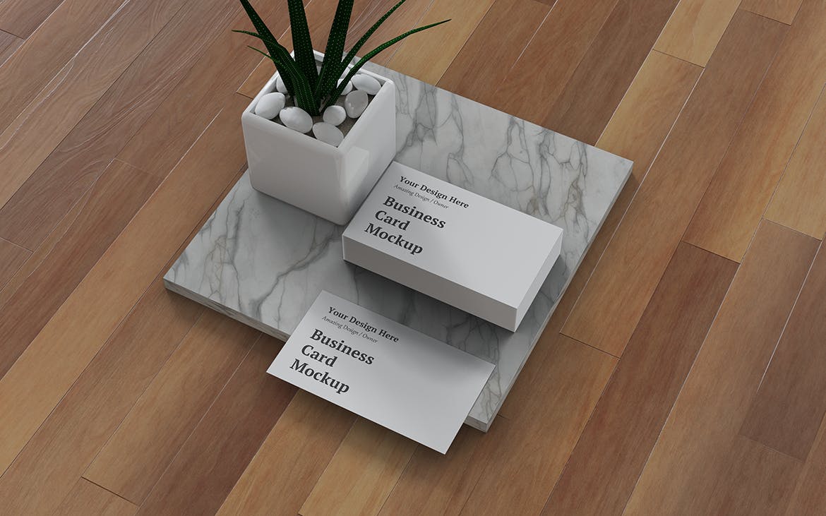 Business Card Mockup Right Angle View