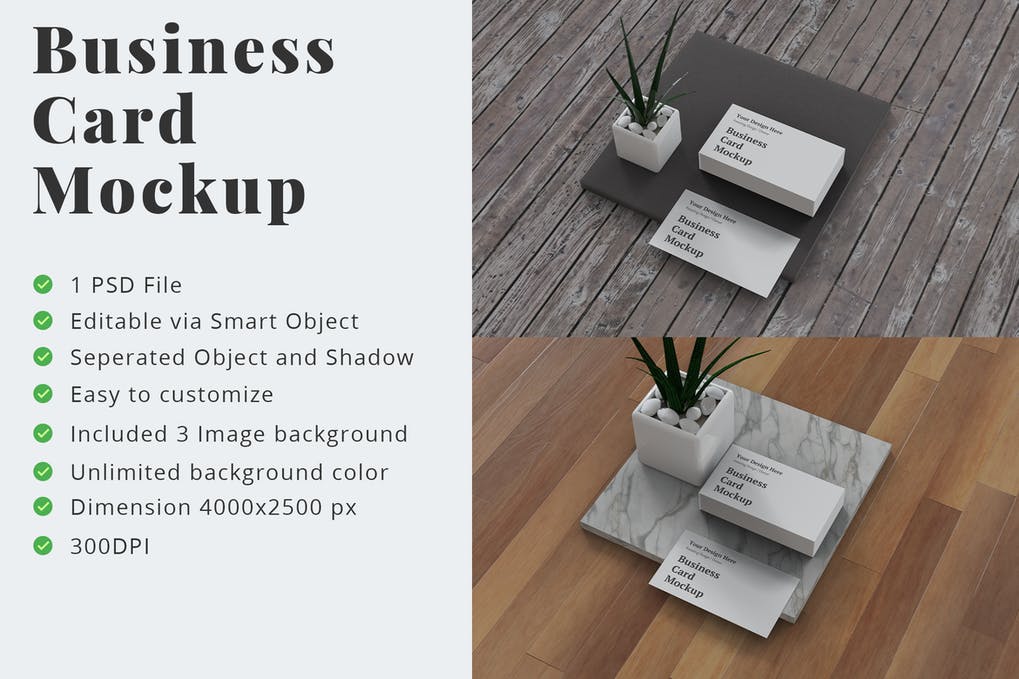 Business Card Mockup Right Angle View