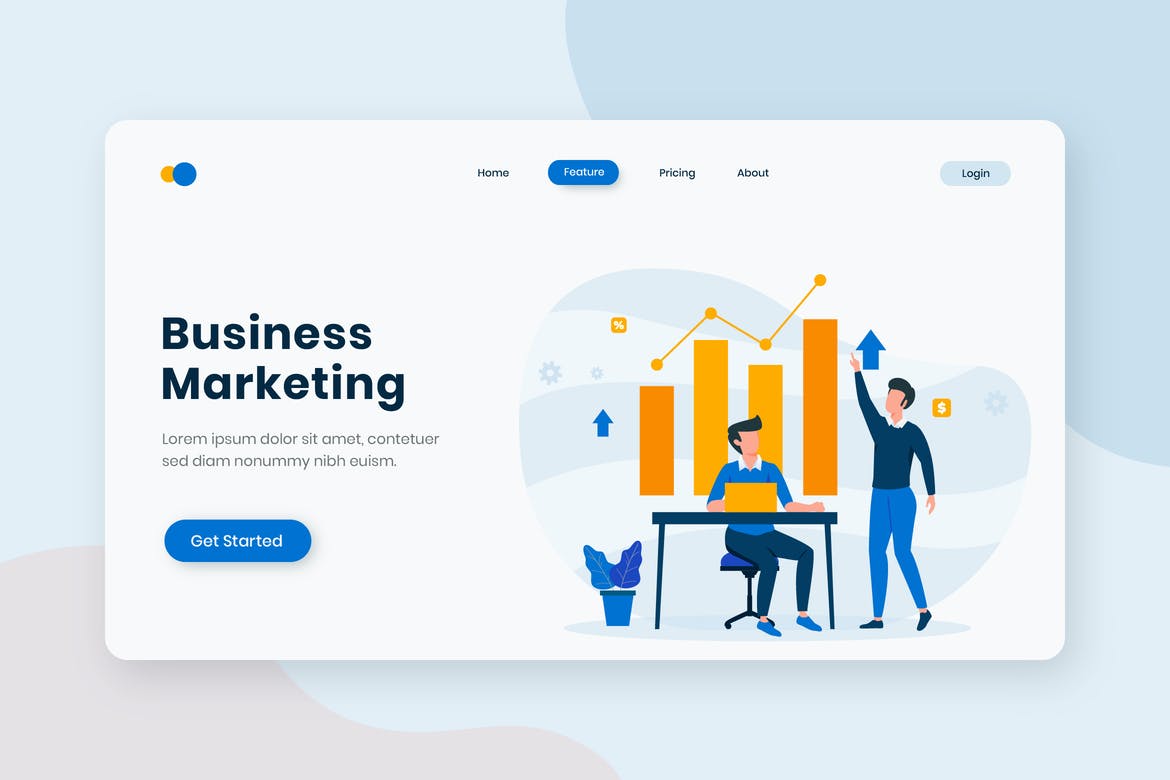 Business Marketing Flat Concept Landing Page
