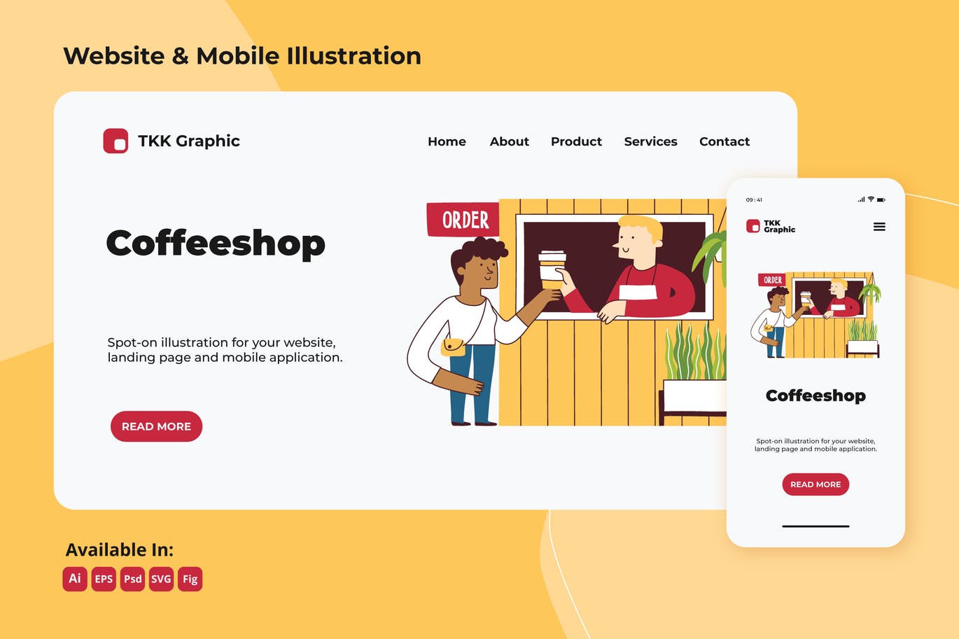 Coffee shop business web and mobile design