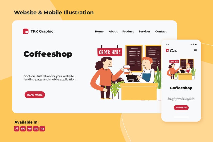 Coffeeshop business web and mobile design