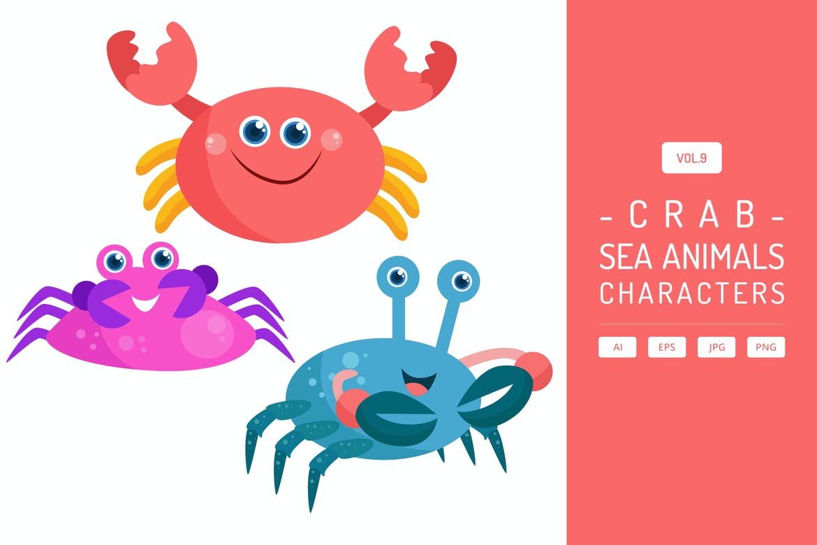 Cute Crab - Sea Animals Characters Vol.9
