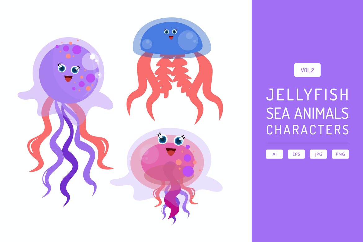 Cute Jellyfish - Sea Animals Characters Vol.2