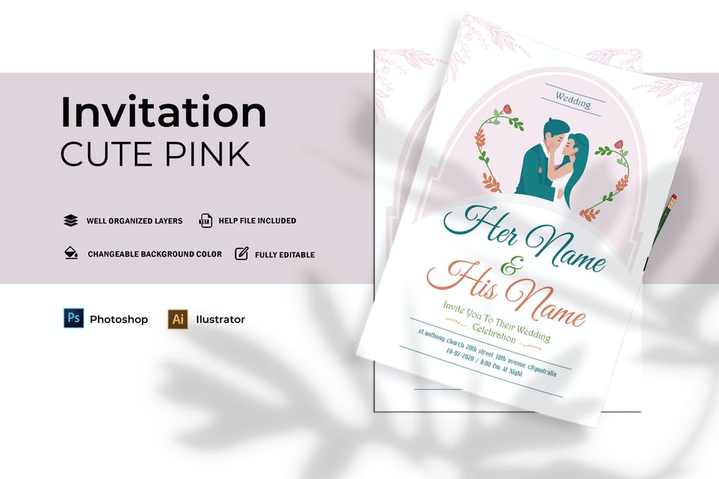 Cute Pink Wedding | Invitation