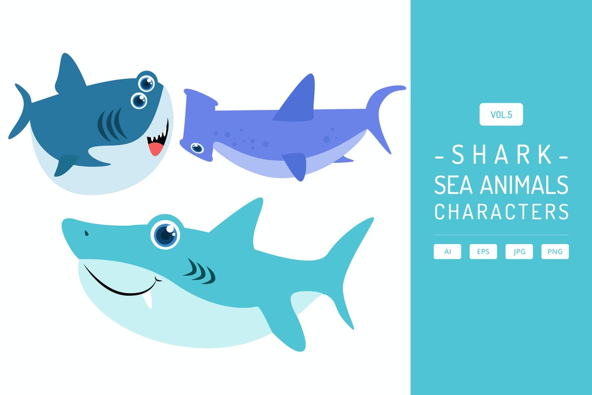 Cute Shark - Sea Animals Characters Vol.5
