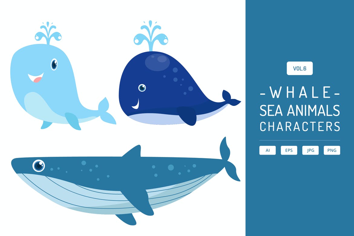 Cute Whale - Sea Animals Characters Vol.6