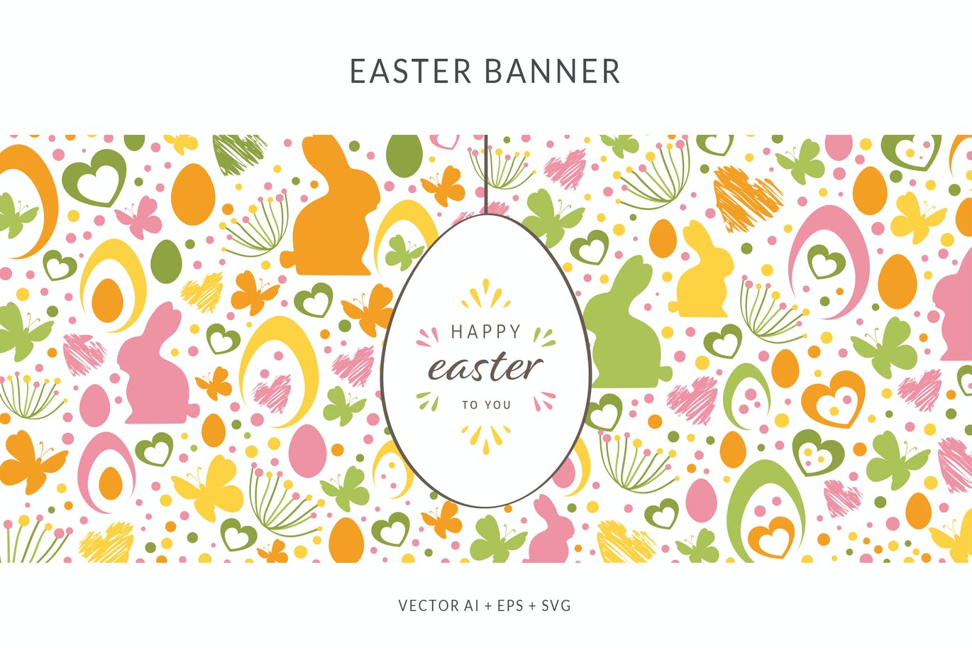 Easter Banner with different Easter Elements