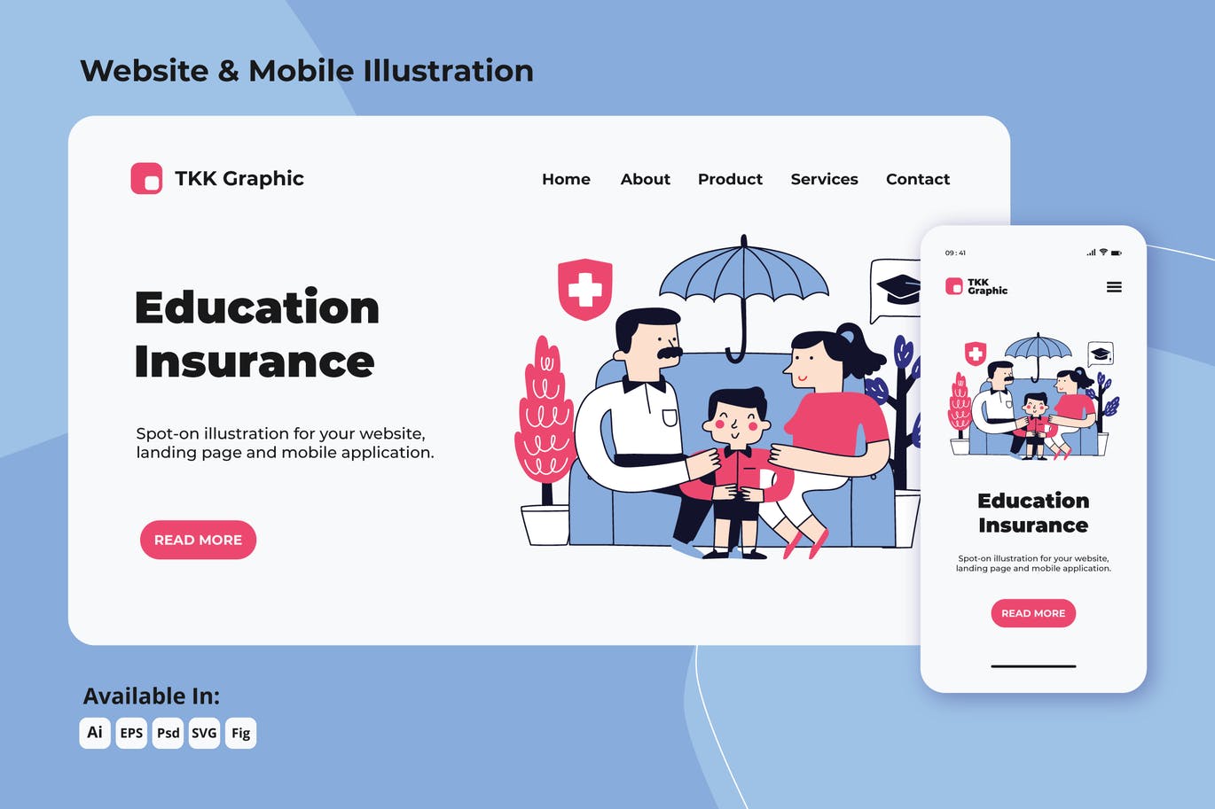 Education insurance doodle web and mobile
