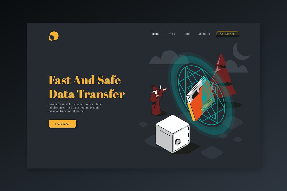Fast and Safe Data Transfer-Isometric landing Page