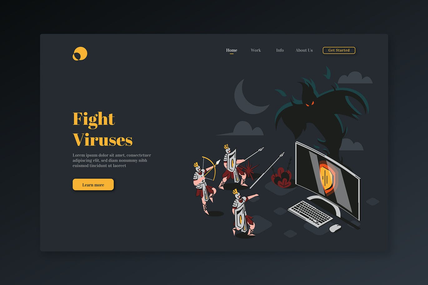 Fight Viruses - Isometric landing Page