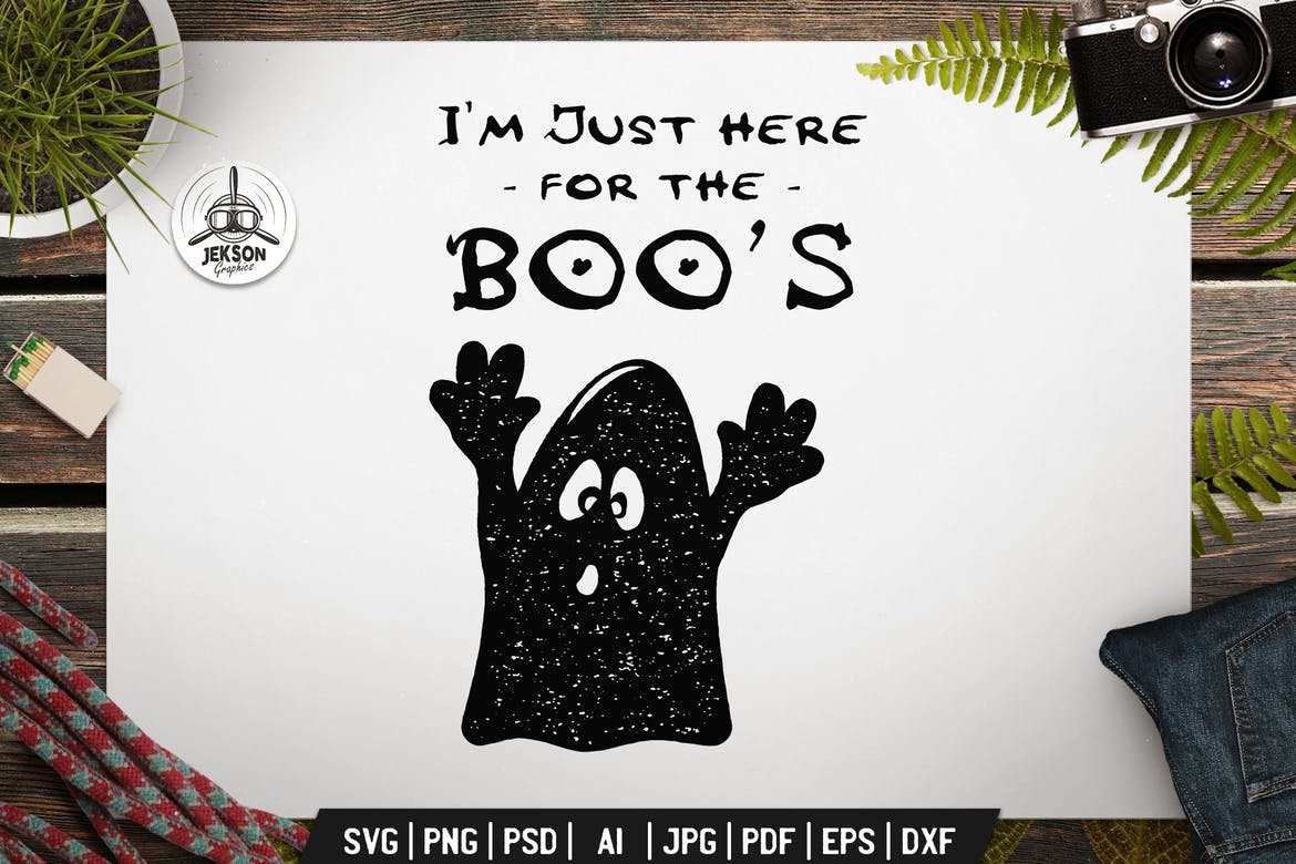 Ghost Boo Halloween Logo Design Retro Vector Badge
