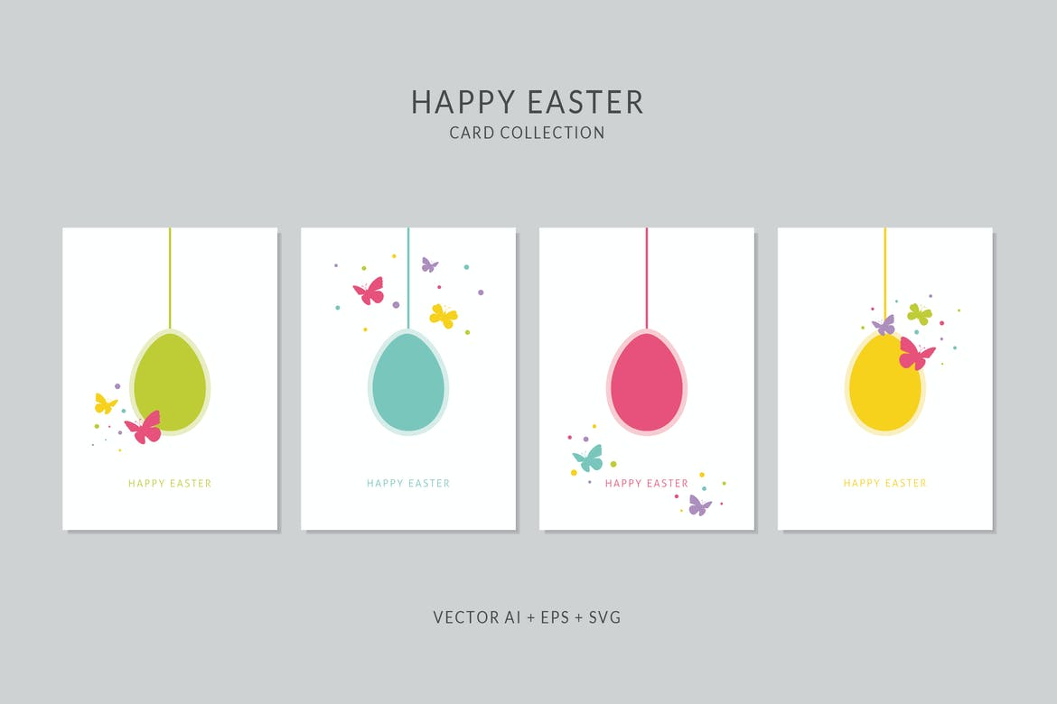 Happy Easter Vector Card Set