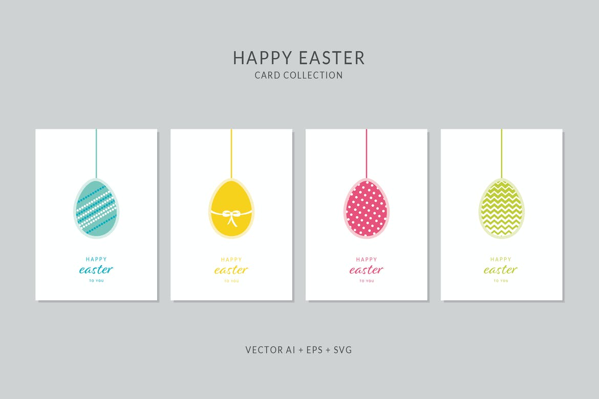 Happy Easter Vector Card Set