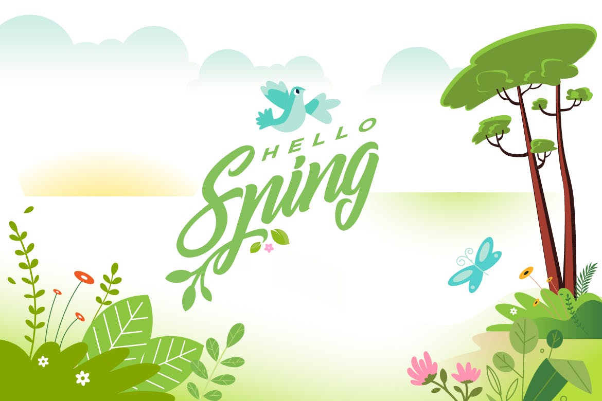 Hello spring banner