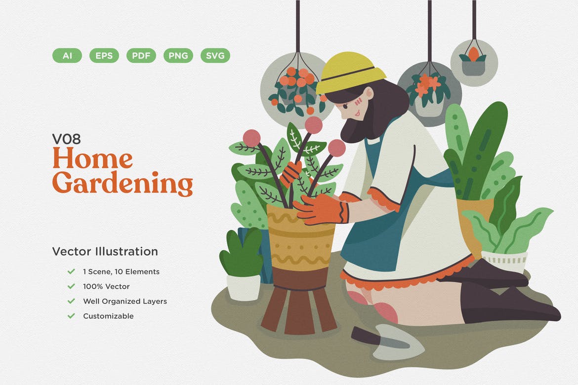 Home Gardening Vector Illustration
