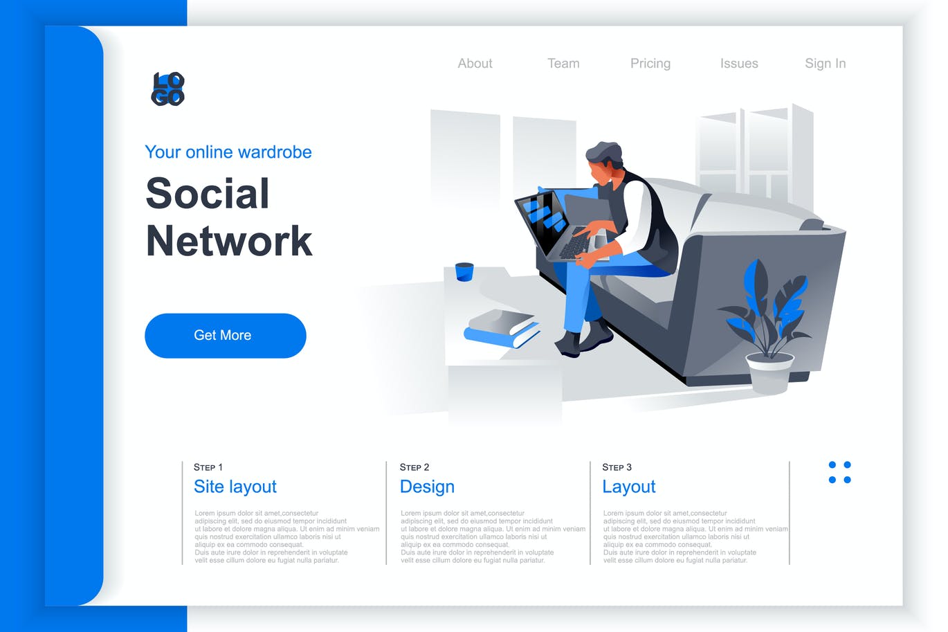 Isometric Social Network Perspective Flat Concept