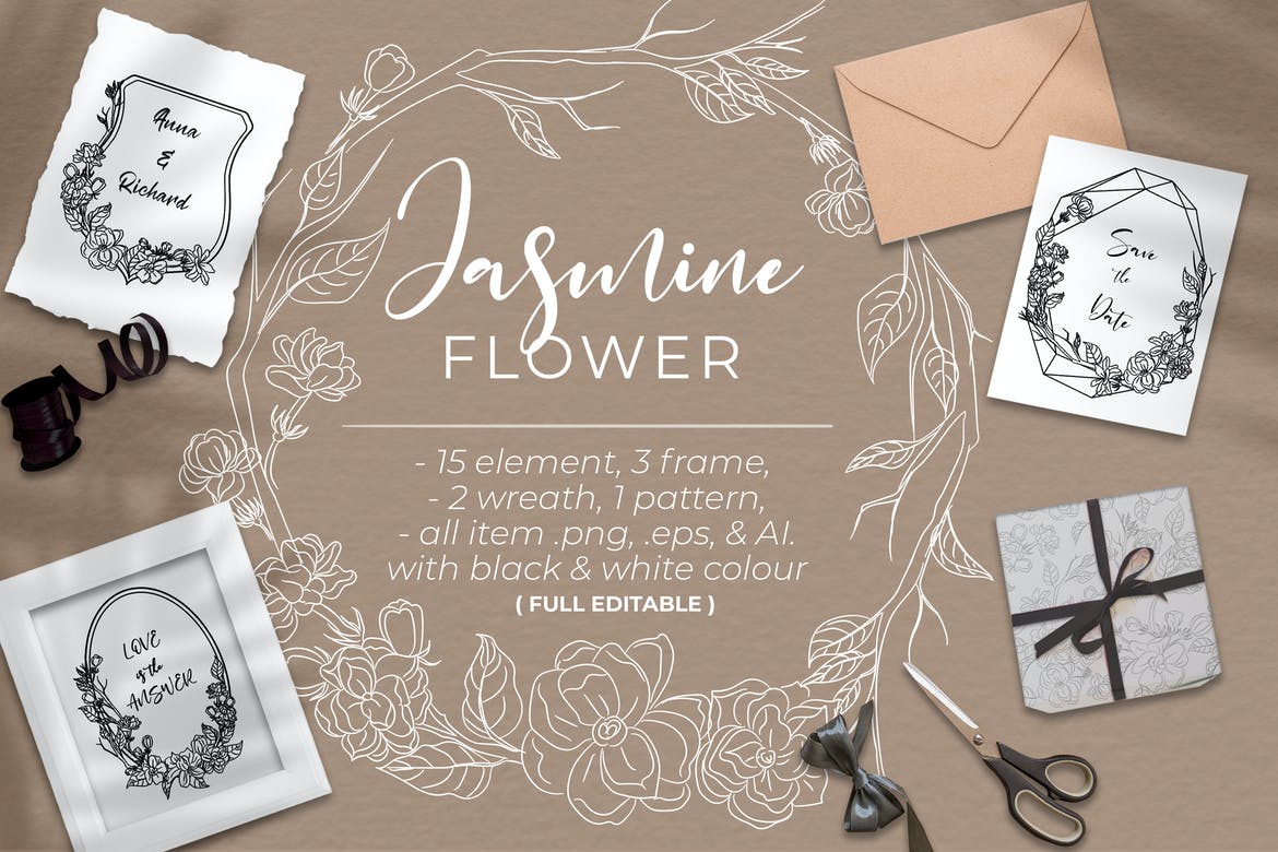 Jasmine Flower - Line art