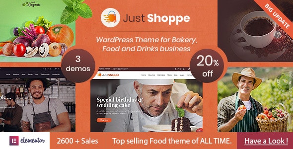 Justshoppe - Elementor Cake Bakery WordPress Theme