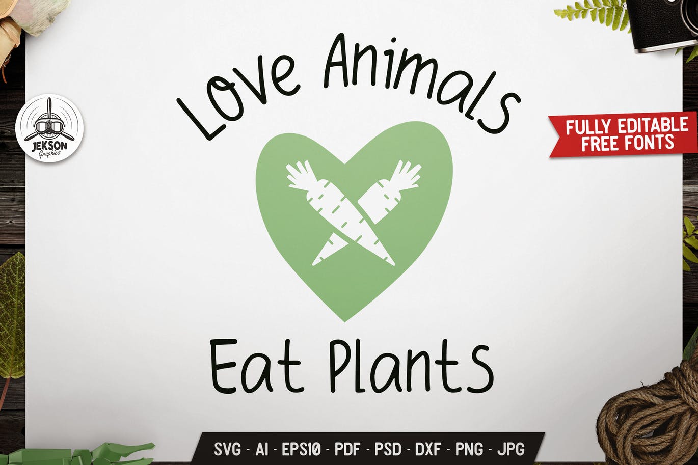 Love Animals Vegan Logo Design Retro Vector Badge
