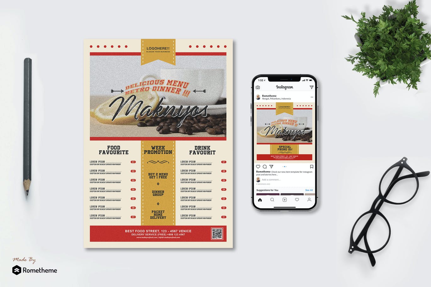 Maknyos - Menu Food Flyer and Instagram Post HR