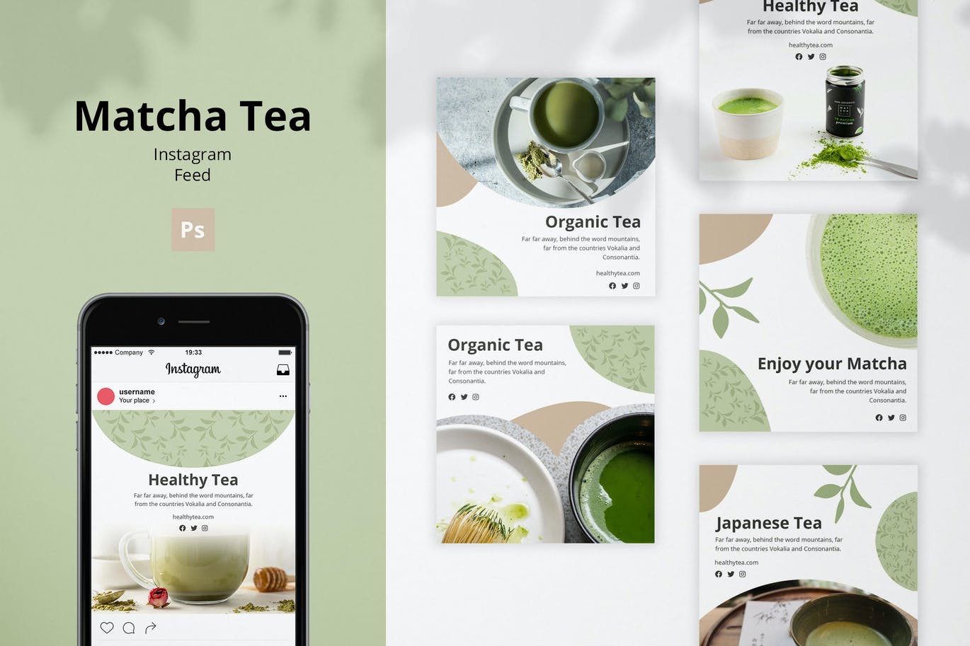 Matcha Tea Instagram Feed Template
