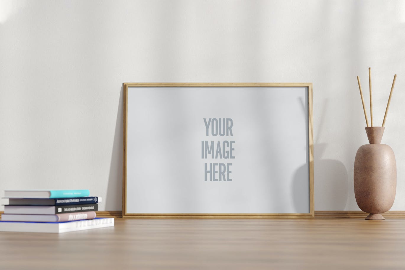 Mockup A4 - Landscape Frame Clear Wood with scene