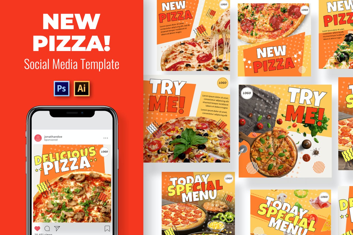 New Pizza Social Media Template