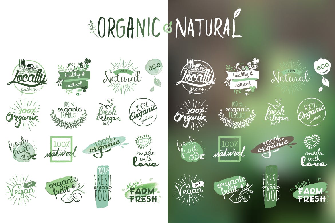 Organic products stickers and badges